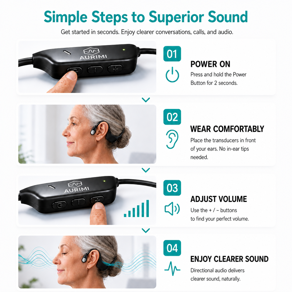 Aurimi® Bone Conduction Personal Sound Amplifier